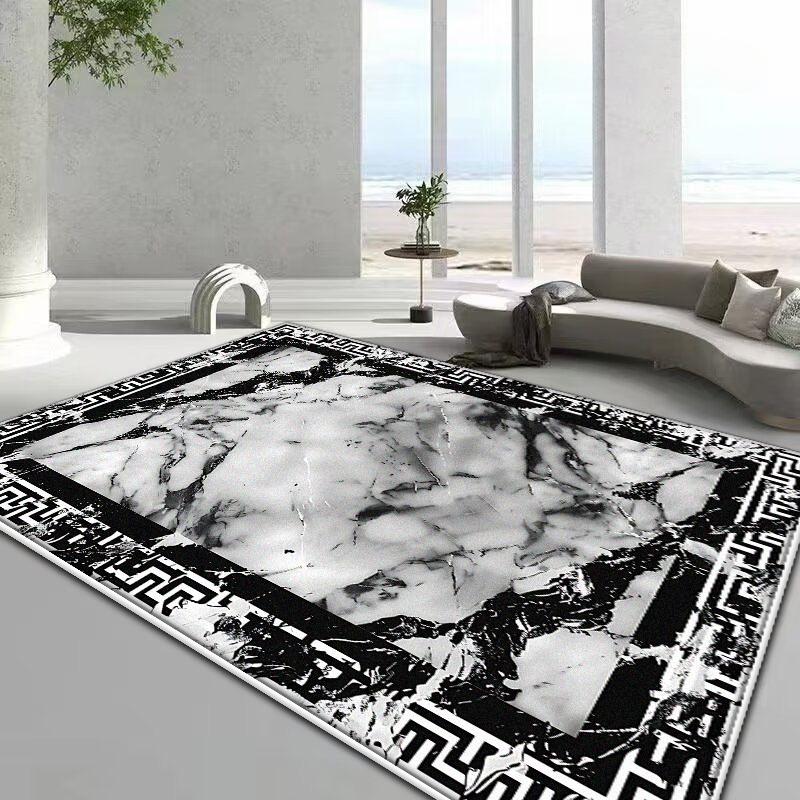 Black White Marble Carpet for Living Room Light Luxury Decoration Non-slip Rugs Bedroom Lounge Sofa Coffee Table Floor Mat