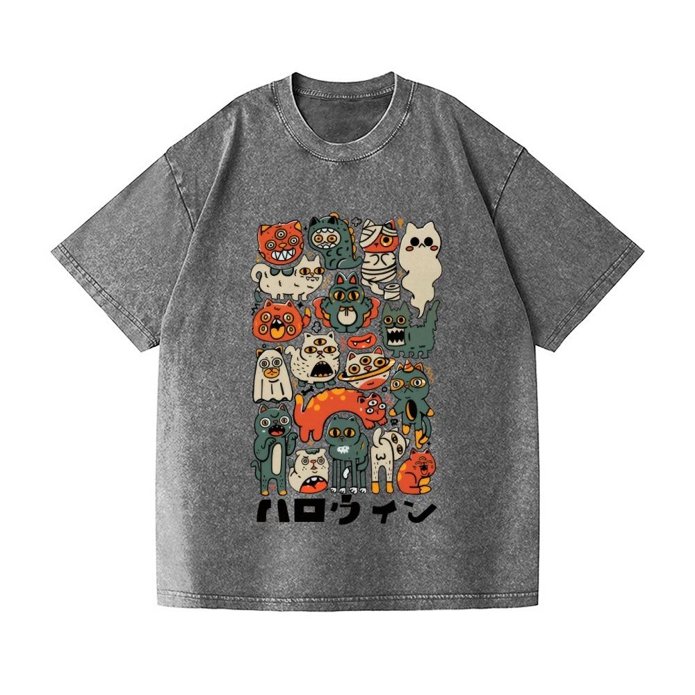Vintage Wash Japanese Design T-Shirt Holiday Short Sleeve Round Neck Harajuku Sports Tunics Summer Man Loose Fit Clothings