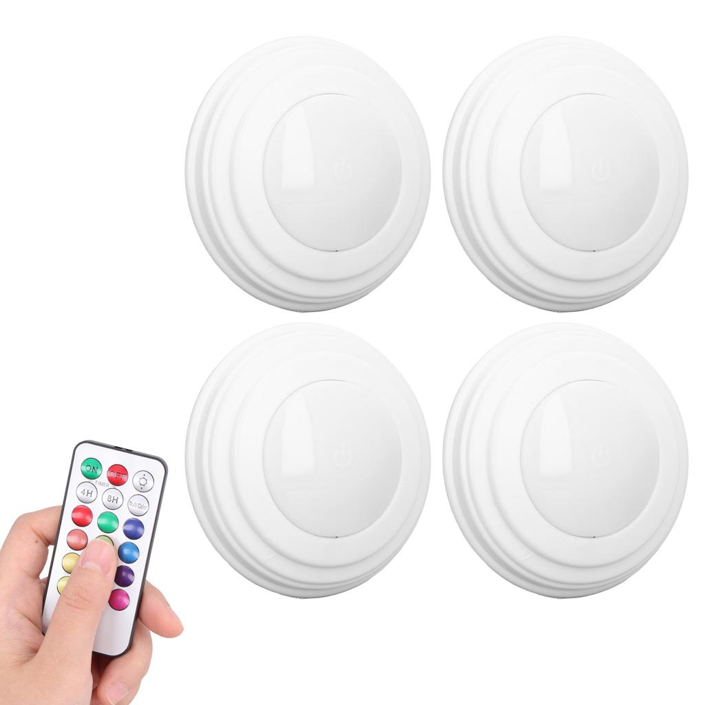 4 Stück LED Puck Licht RGBW 13 Farben Modi Fernbedienung Stanzfreie Installation Energiesparend