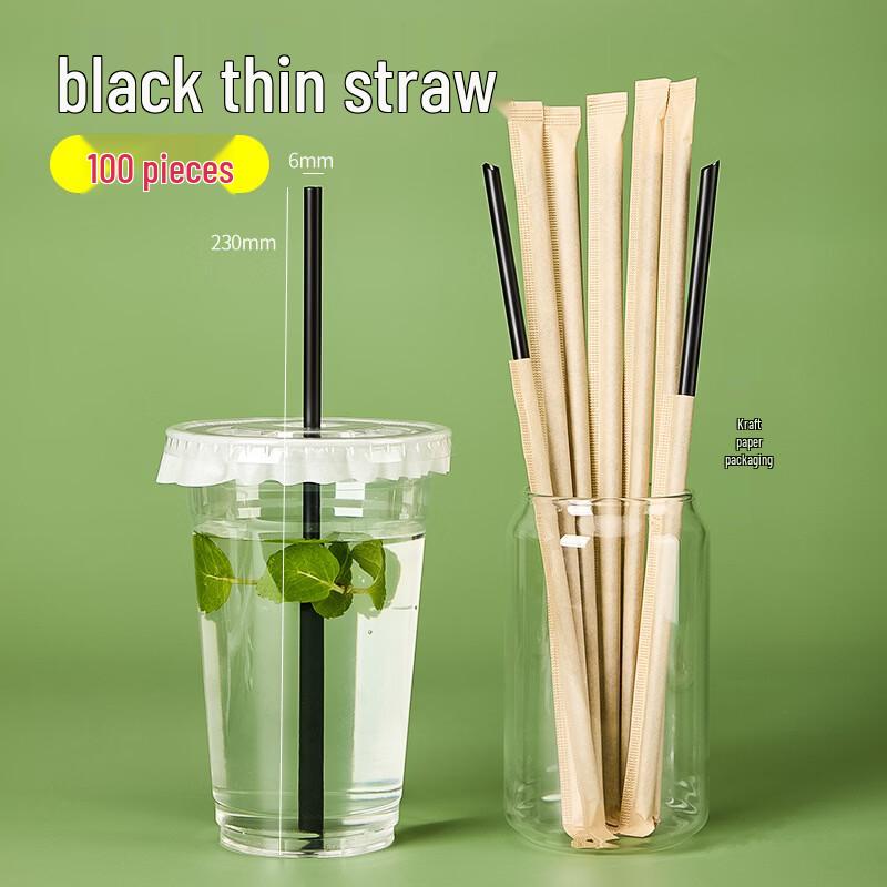 Individually Wrapped Black Plastic Coffee Straws