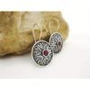 Vintage Minimalist Artistic Auspicious Pattern Women's Earrings Inlaid with Red Synthetic Zircon Elegance