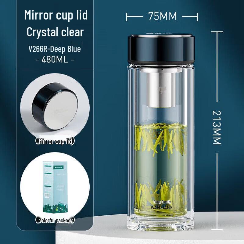 

WANXIANG Double-Layer Car Mirror Tea Glass Cup