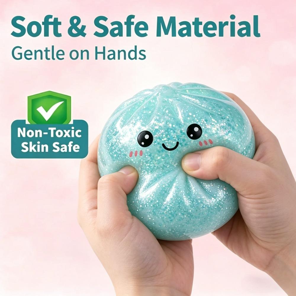 Toys Soft Giant Dumpling Squishy Bun Toy: Transparent Glitter Squeeze Toy, ASMR Stress Relief Ball Slow Rebound, Sensory Fidget