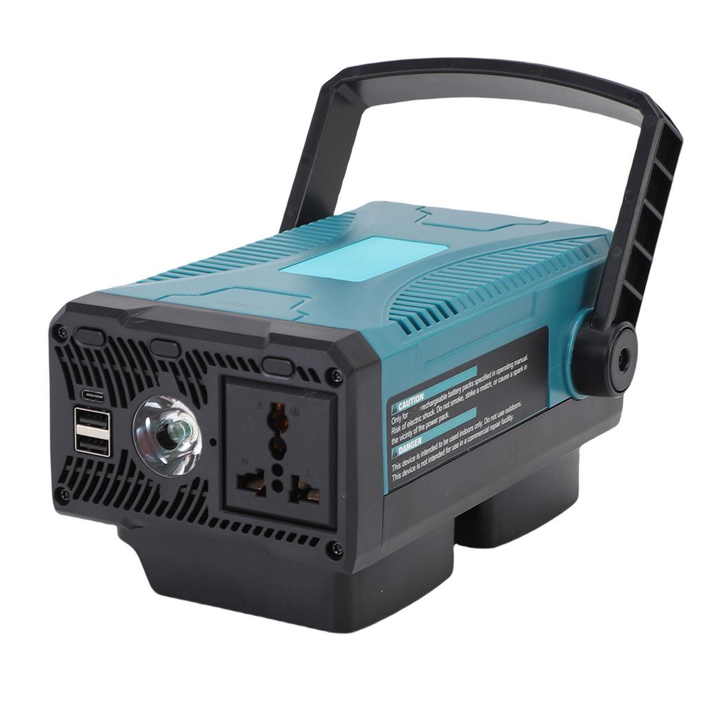 150W Power Converter DC18V to AC110V Sine Wave Inverter with 1 Socket 2 USB A Ports and 1 USB C Port Blue US Plug