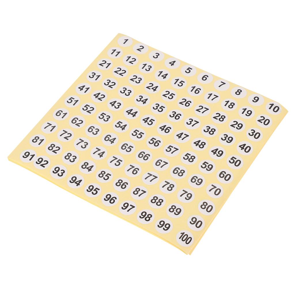 100Pcs Clear Number Stickers PVC Self-Adhesive Round Labels for DIY Handmade Crafts Gift Wrap Envelope Sealing Room Storage Tags