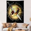Ring and Sword with Elvish Script Map Patterned Tapestry Home Decor, Suitable for Bedroom and Living Room, Gift