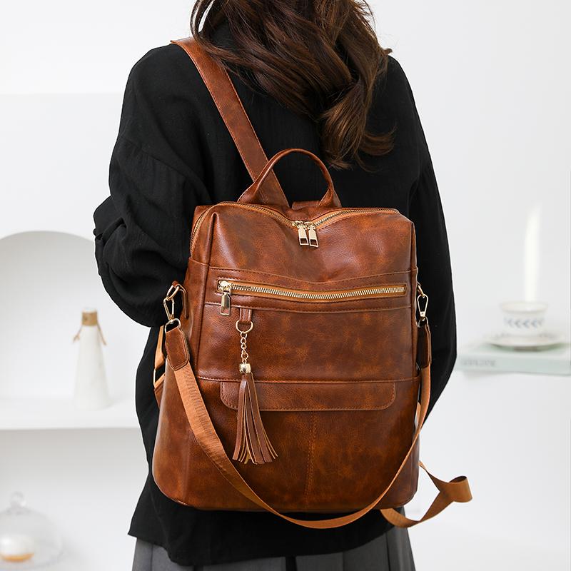 Women's Tassel Backpack Computer Bag Large Capacity Travel Backpack