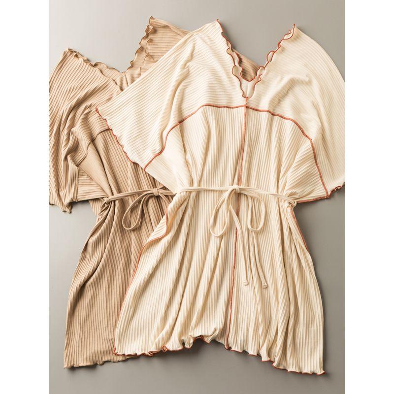 

Spring and Summer Export K-style New Arrival Pullover Skirt Loose Slimming Simple Easiest for Match V Neck Short Sleeve Dress Khakis All yards