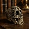 Collectible Art for Secret Rooms Creative Skull Flowers Sculpture, Human Head Skeleton Statue, Halloween Ornaments Home Decor Decor, Prop Indoor