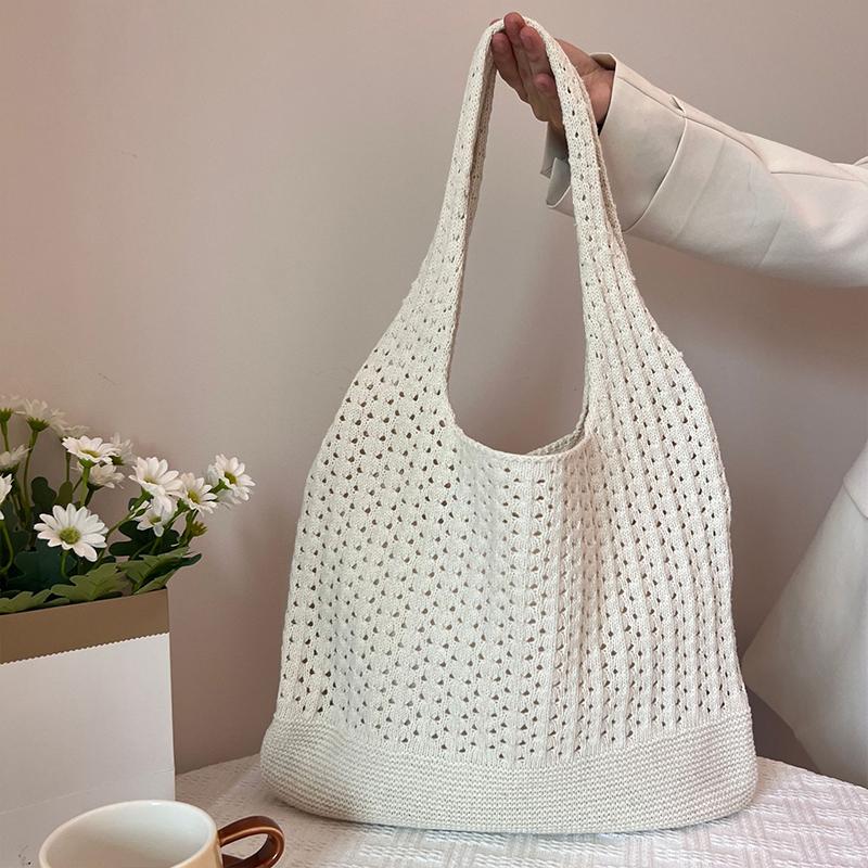 2025 New Women'S Bags Hand-Woven Bucket Bag Large Capacity Casual Lazy Style Hand-Held Tote Bag