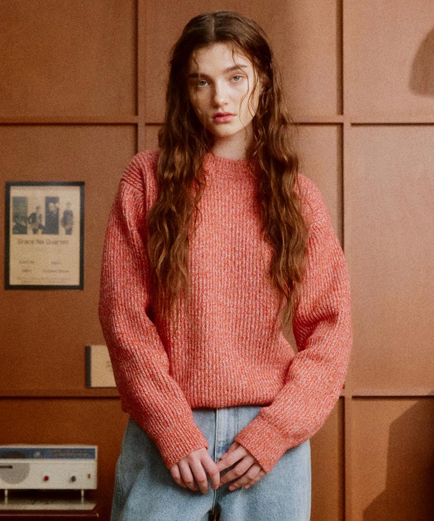 DTHIRTYONE Multi-Tweed Sweater (Dark Coral)