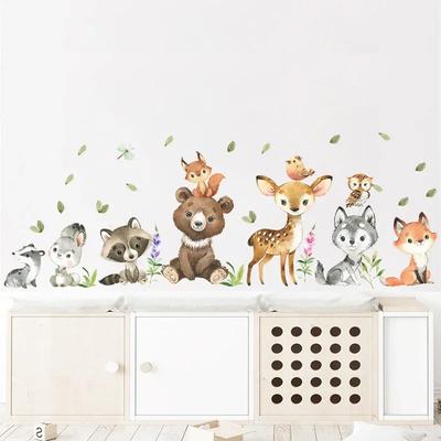Cartoon Cute Brown Bear Deer Rabbit Animal Wall Stickers for  Home Decoration Wall Decal