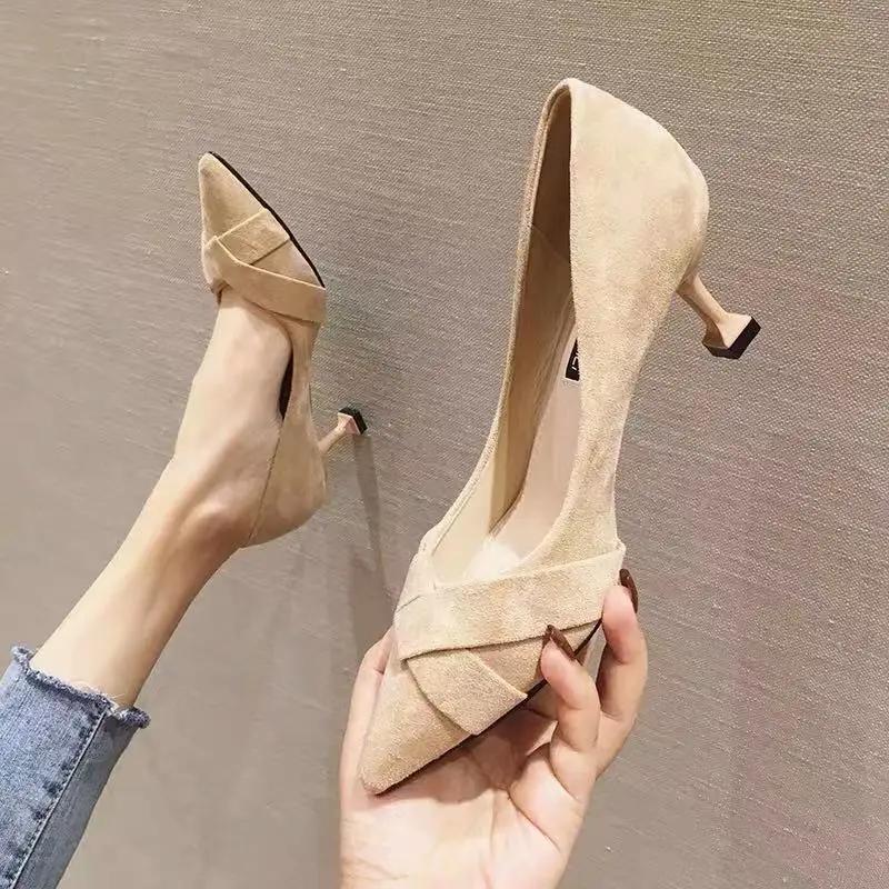 

Fashion Women s Shoes Pointed Toe with Medium Heels Ladies Pumps Stilito Office Quick Delivery Elegant Dress High Quality Korean Style 40