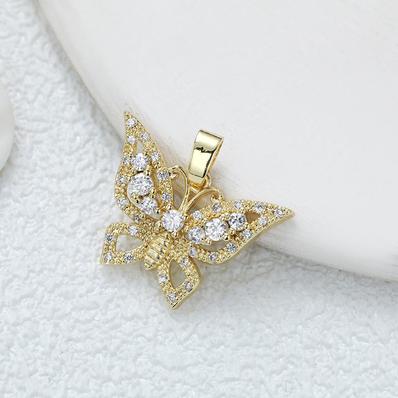 Επίχρυσωμένο Χάλκινο Κρεμαστό Πεταλούδα με Ζιργκόν για DIY Κοσμήματα