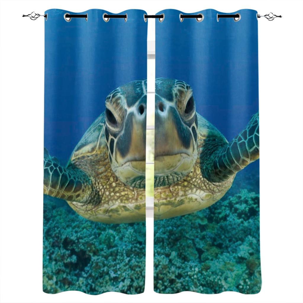 Sea Turtle Blackout Curtains For Living Room Window Curtains For Bedroom Kitchen Curtains Drapes Blinds