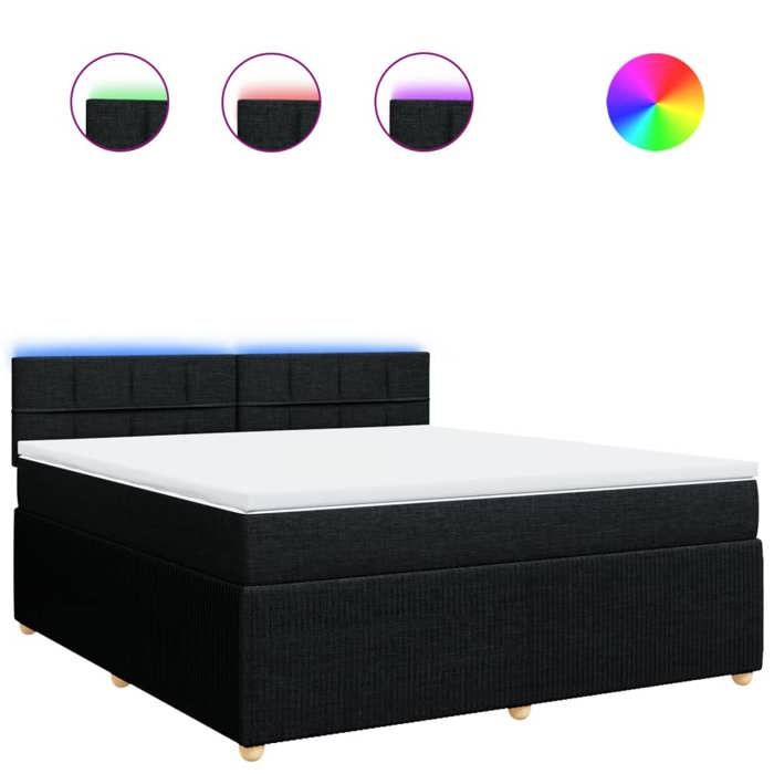 VidaXL Slat Bed Base with Mattress Black 180x200 Cm Fabric 3289837