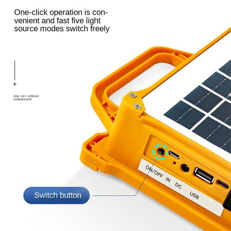 100W 200W 5 Modes With Usb Flash Light Ports Charge Mobile Devices Portable Work Lamp Solar Camping