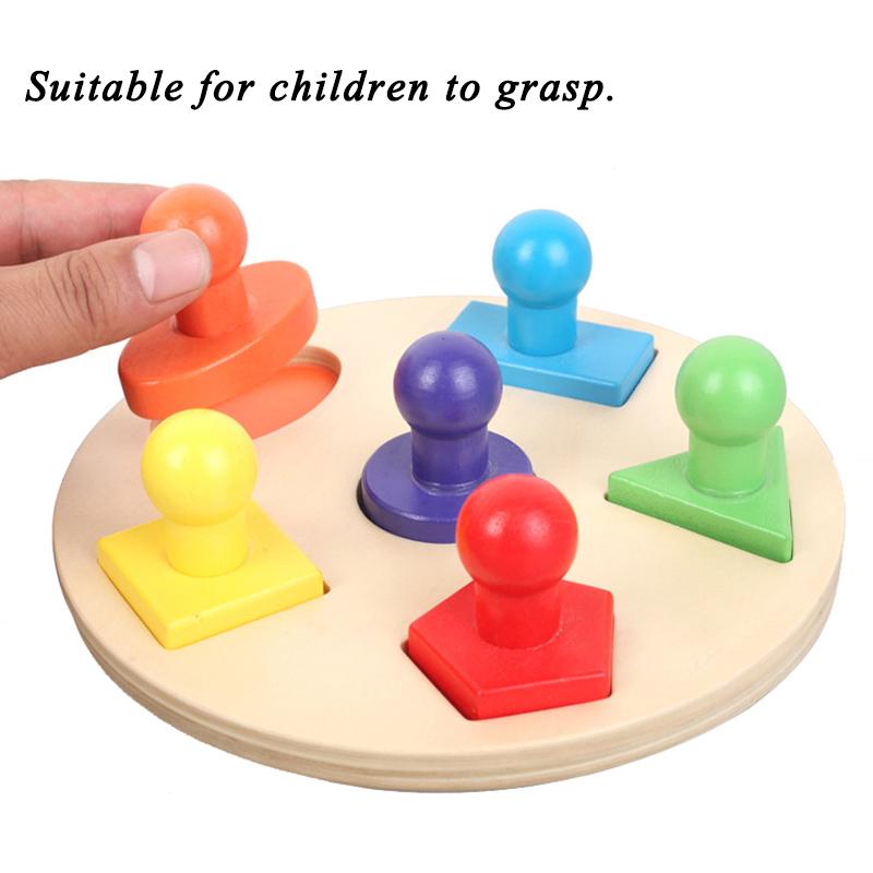 Children's Montessori Wooden Toys Geometric Shape Matching Baby Hand Grasping Board Sensory Game Educational Toys for Children
