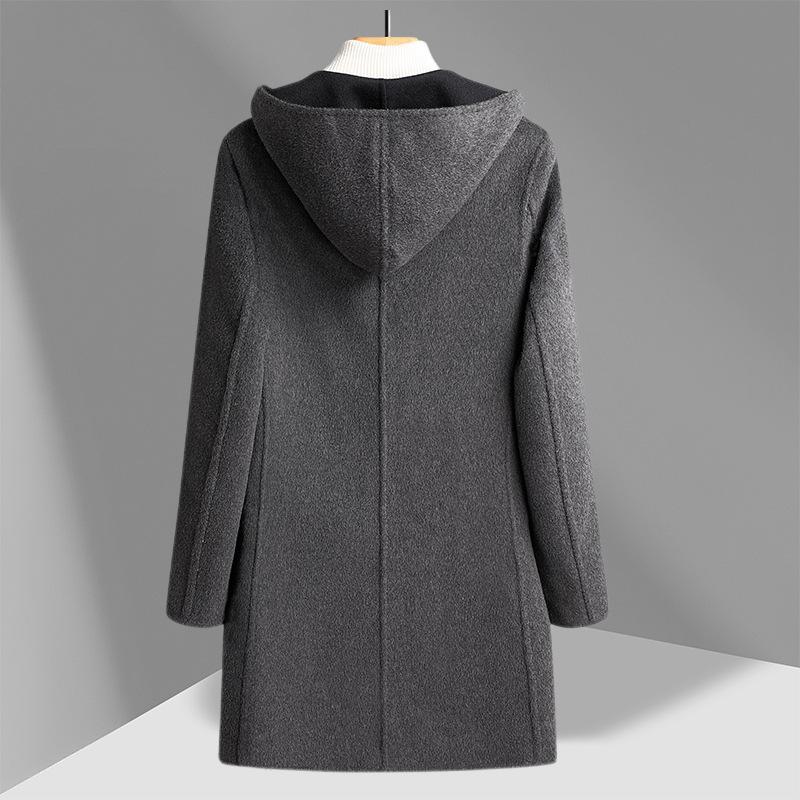 Autumn and Winter Double-sided Woolen Coat Middle-aged and Young People Hooded Double-sided Fashion Casual Woolen Coat