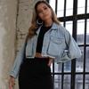 Womens Denim Long Sleeve Button  Jacket Casual Coat Outwear