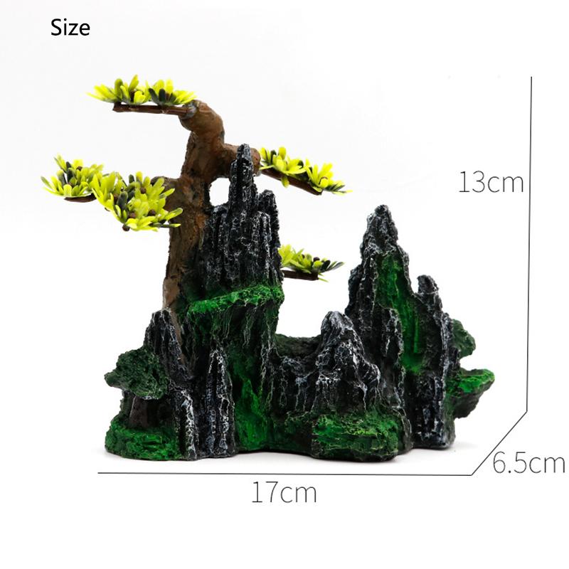 Resin Aquarium Rockery Mountain Decoration Artificial View Rock Cave Stone Tree Fish Tank Ornament Aquarium Decor Home