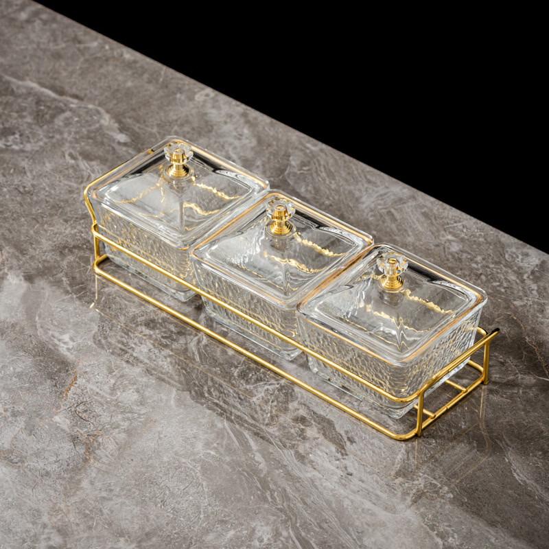 WUHE Divided Serving Tray with Gold-Rimmed Lid