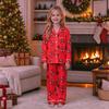 Christmas Parent-Child Matching Outfit with Stand Collar, Button Front and Festive Print
