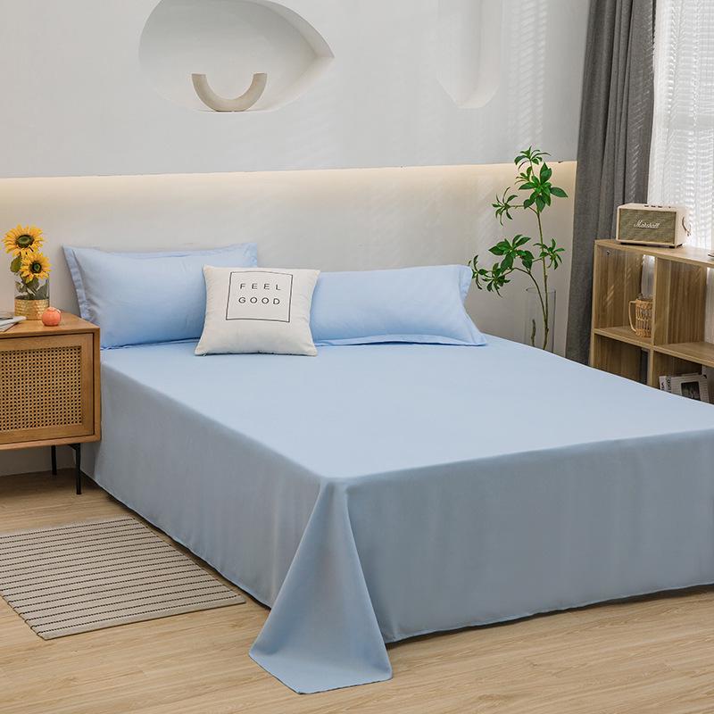 Solid Color Washed Cotton Bed Sheet Set - Fitted Sheet & Duvet Cover for Dorms