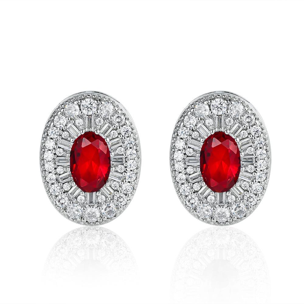 New European and American style luxury colored treasure stud earrings, high-end exaggerated party atmosphere earrings set