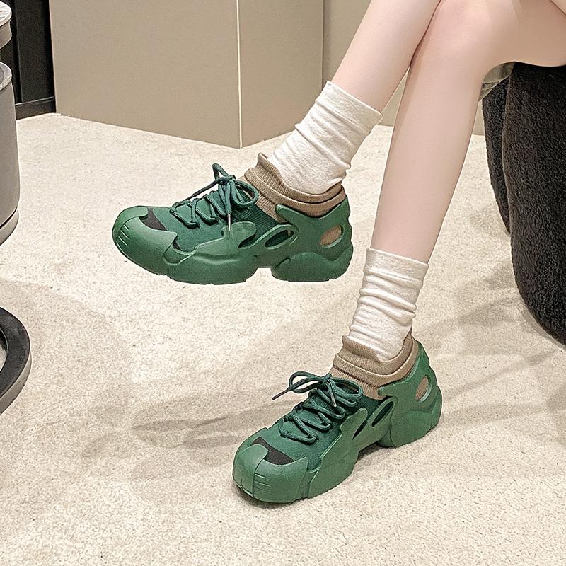 Mode 2024 Damen Freizeitsportschuhe Atmungsaktive Farbblock Dad Shoes Gestrickte Socken Damen Sportschuhe Plateau-Sneakers