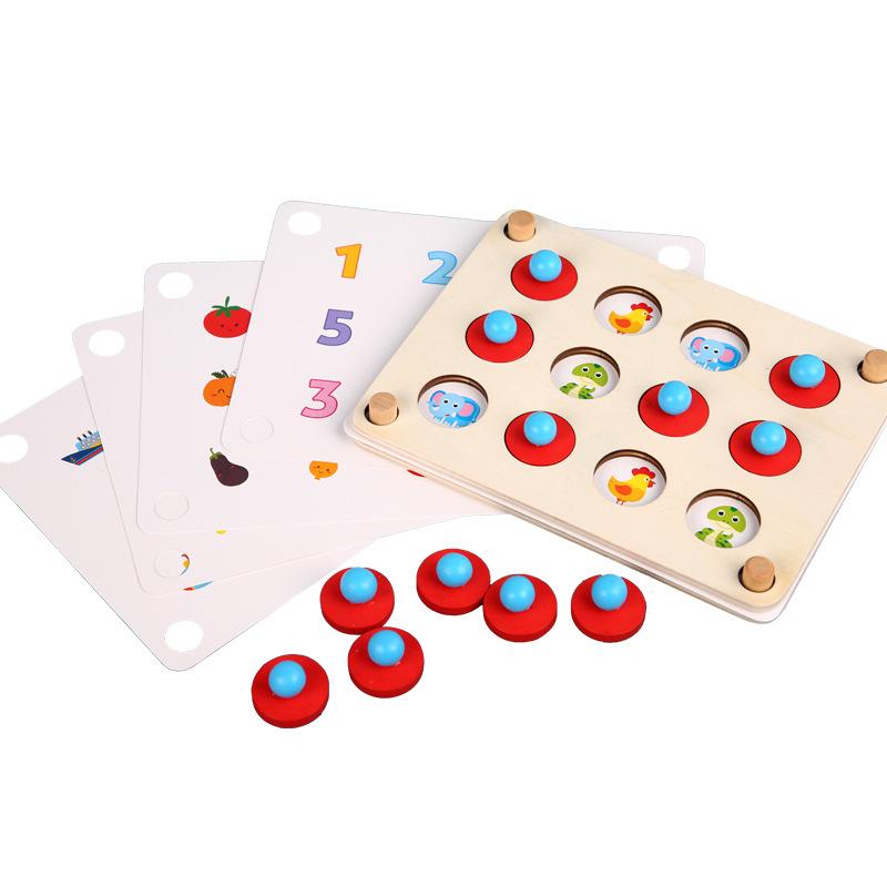 Kids Wooden Puzzle Toy Memory Match Chess Game Children Early Educational Family Party Table Game 50