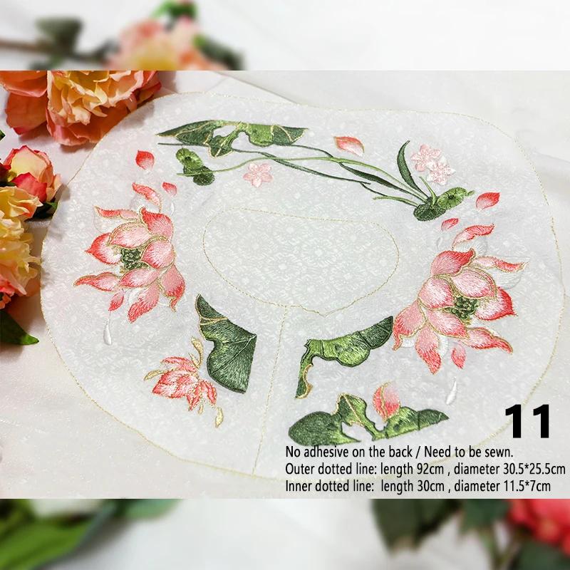 1pc Chinese Style Embroidery Flower Patch Hanfu Cheongsam Decor Lace Shirts Neckline Edge Sleeve Collar DIY Sewing Accessories