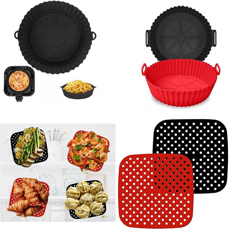 Air Fryer Liners Non-Stick Round and Square Baking Mats Heat Resistant Perforated Basket for Frying Roasting  Bakeware Tools