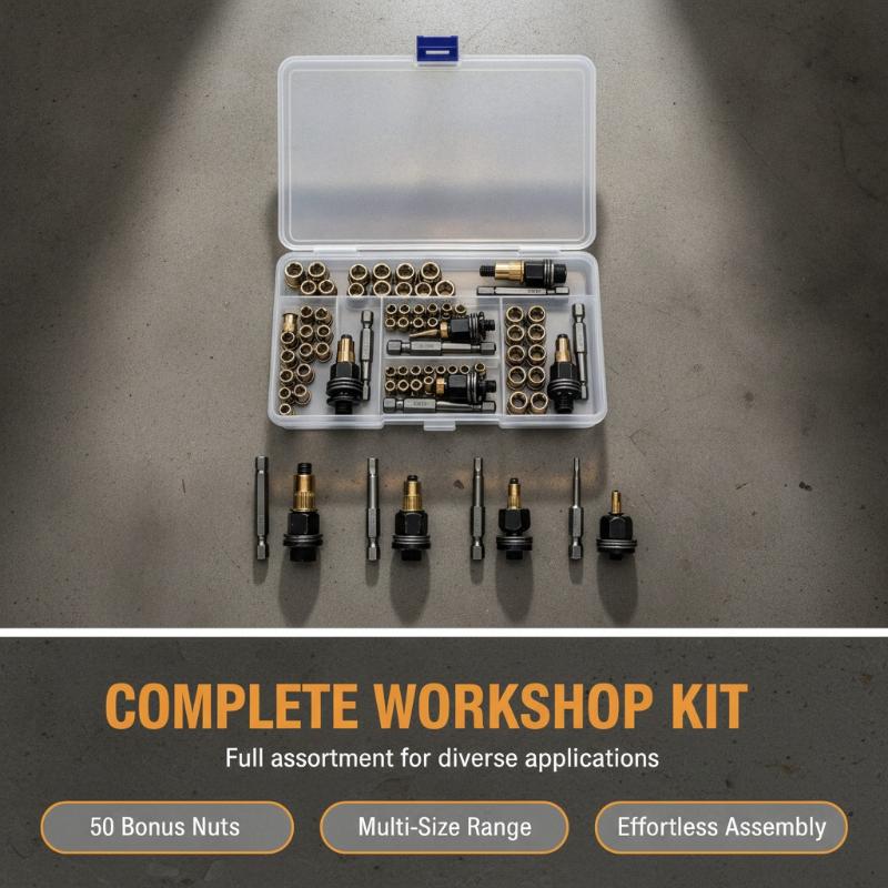 60Pcs Head Rivet Nut Tool M3 M4 M5 M6 M8 Rivnut Kit Carbon Steel Rivnut Set Threaded Rivet Nut Kit Manual Riveter Rivnuts Tool