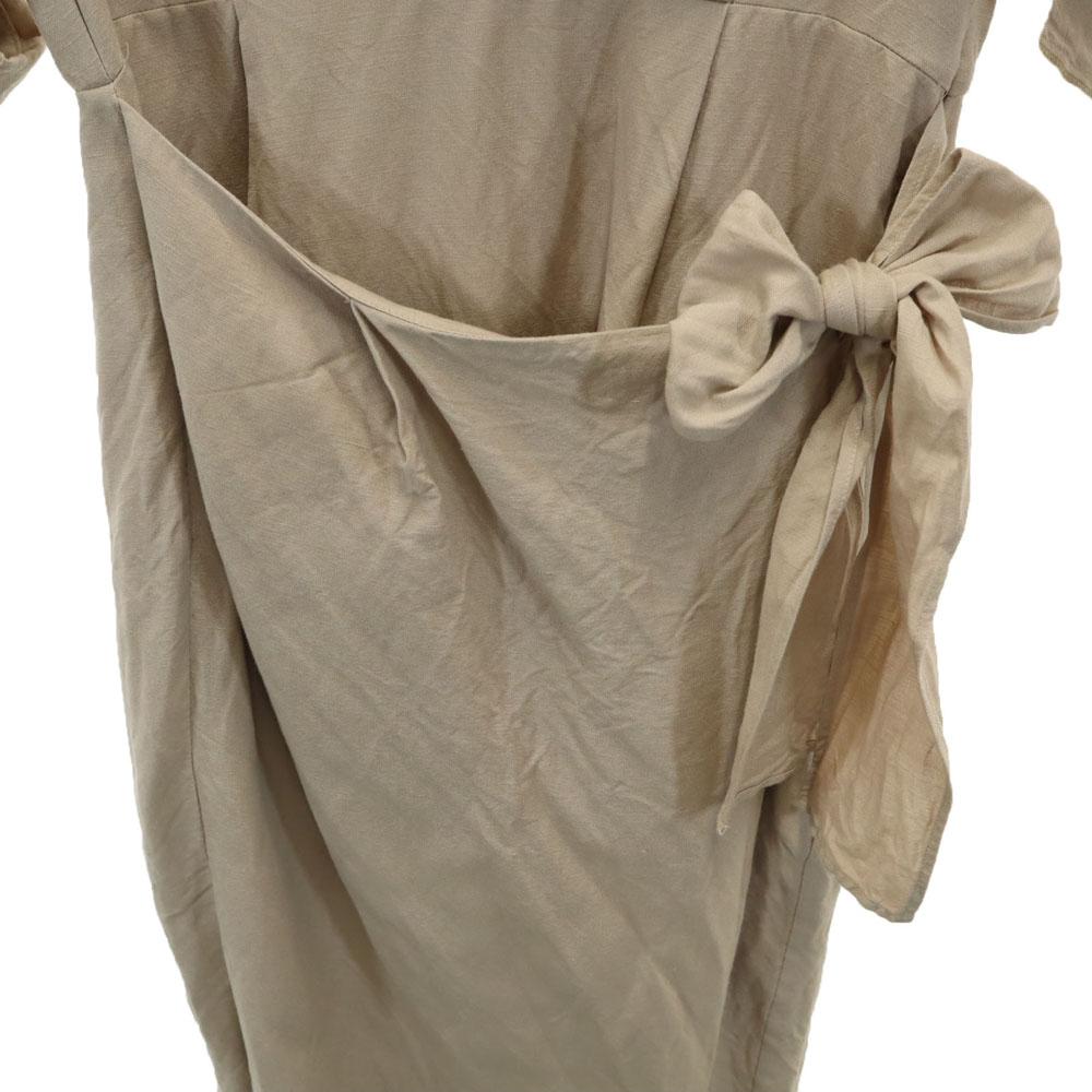 CLANE Linen Blend Five-quarter sleeve Roll-up sleeves one piece 1 beige Women Used