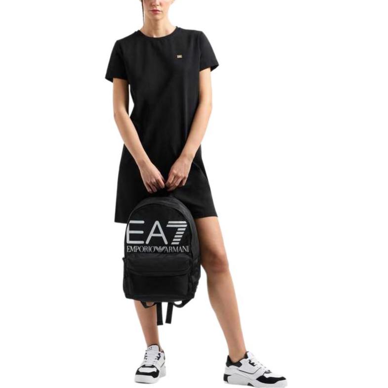 Emporio Armani Ea7 Solid Logo Plain Short Sleeve Dress Women dresses Black 7W000084-AF12484-UC001