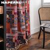 1PC NAPEARL Bohemian Style Patchwork Printed Country Style Semi Blackout Curtain for Small Windows Kitchen Bedroom Living RoomBalcony Home Decor