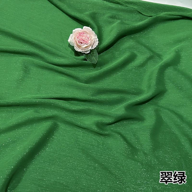 Shiny Silver Wire Crinkle Chiffon Fabric Plain By The Meter for Clothes Hanfu Dress Shirt Diy Sewing Cloth Soft Breathable Black