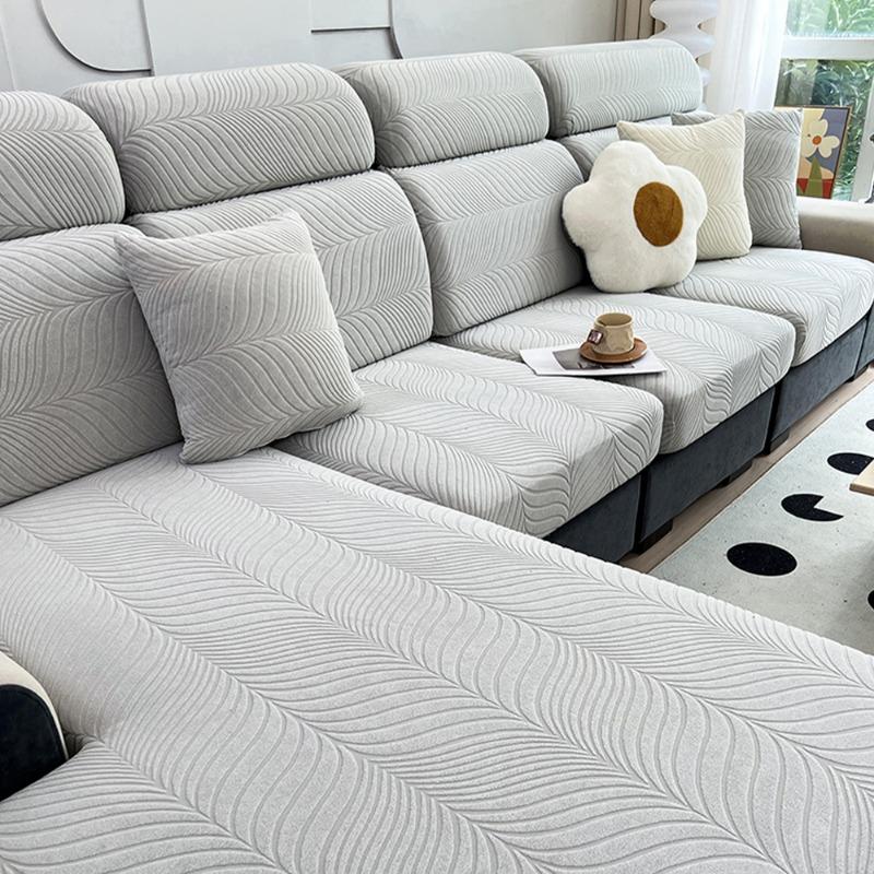 New Waterproof Fabric Sofa Cover Jacquard Solid Sofa Cushion Seat Case Stretch L-Shaped Cover Living Room Furniture Protector