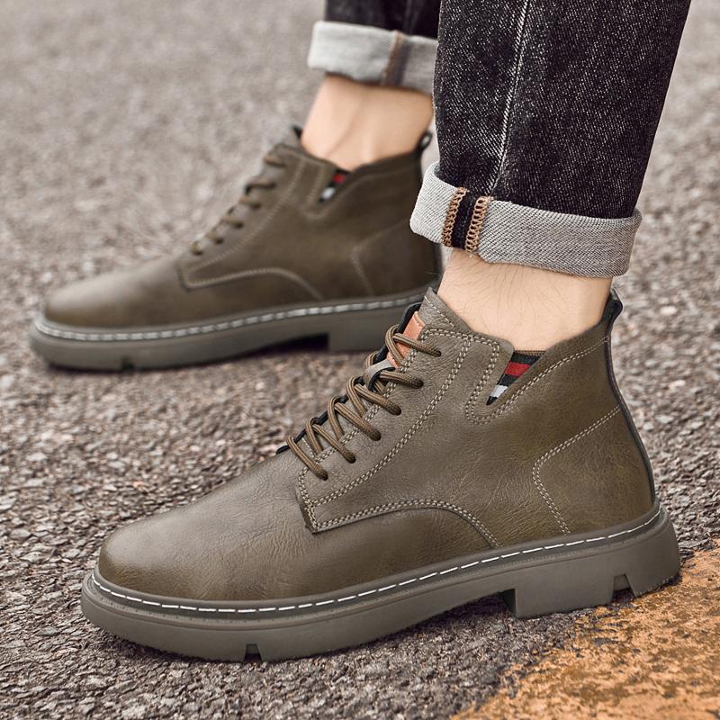 Men's Genuine Leather Casual Shoes Winter Velvet High Top Workwear Shoes Fashionable and High-quality Oxford Shoes for Men‘s