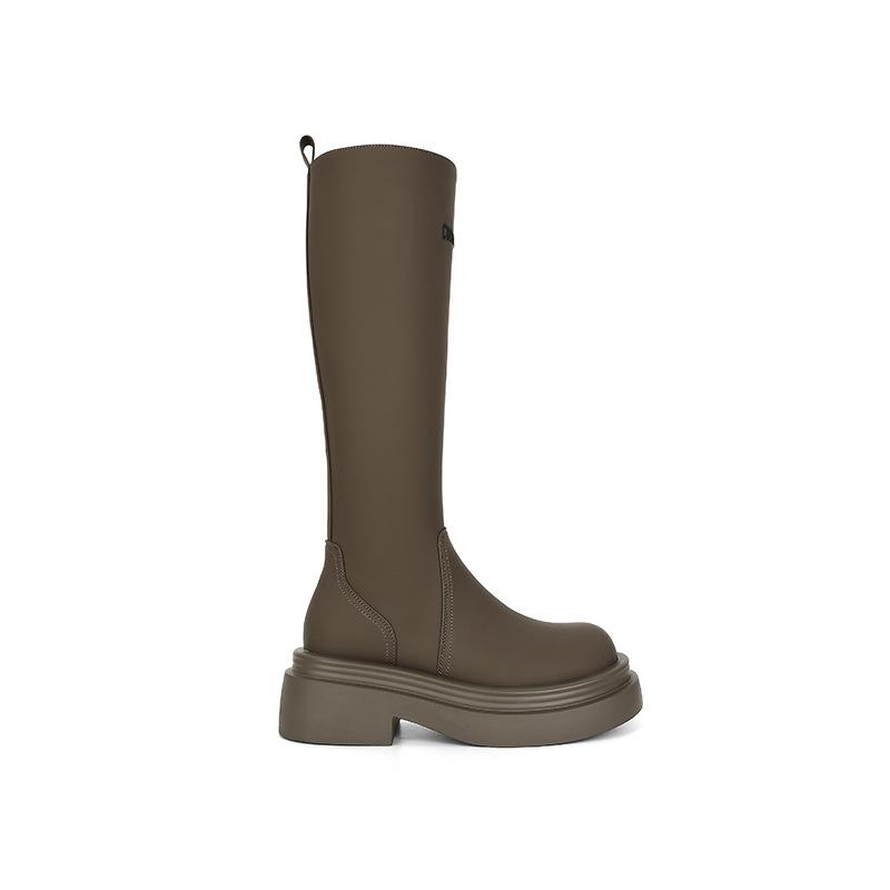 [] Two Versions~ Round Head Thick-soled Elastic Medium and Tall Knight Boots Women's Rain Boots