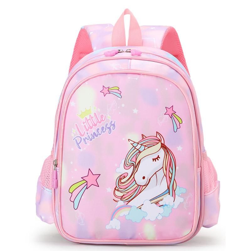 

Adorable Cartoon Oxford Kids Backpack Lightweight And Spinal Protection Pink Unicorn Pink Unicorn
