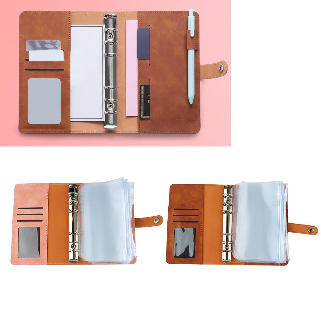 Cenově výhodné A6 s více kapsami Nerezové prsteny PU kožený kryt Portfolio pro kancelář