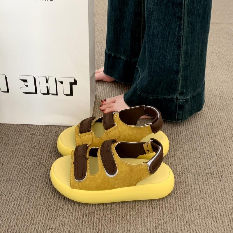 Summer new Velcro casual sports sandals lightweight thick sole one word belt fashion shoes women's shoes