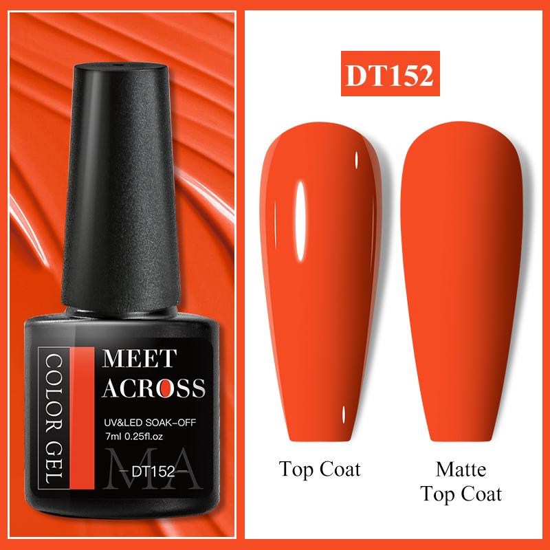 

MEET ACROSS 7 мл зеленый, красный, желтый неоновый гель-лак для ногтей, летний ярко-оранжевый красочный маникюрный УФ-светодиодный гель-лак для дизайна ногтей DT152 яблочный зеленый