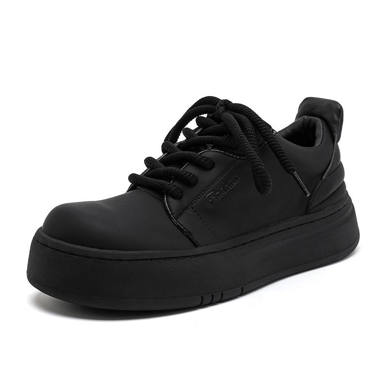 

2024 новые маленькие белые туфли мужские толстые подошвы увеличивают рост универсальные студенческие туфли в японском стиле повседневные трендовые туфли для доски 9777-R 38 чёрный