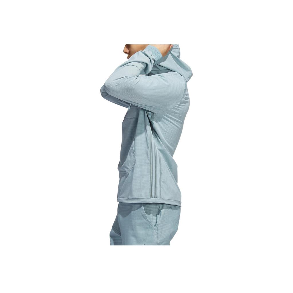 Adidas Solid Color Logo Hoodie With Drawstring Men Tops Blue HB6431