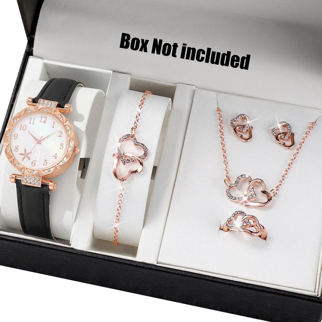 Damen Armbanduhr und Koordinierende Schmuckkollektion Anhänger Halskette Armband Ringe Ohrringe Modisches Damen Schmuckset