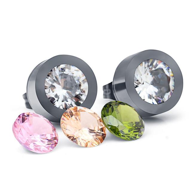Titanium Steel Jewelry Wholesale Female Crystal From Austrian 4 Color Zircon Interchangeable Couple Earrings