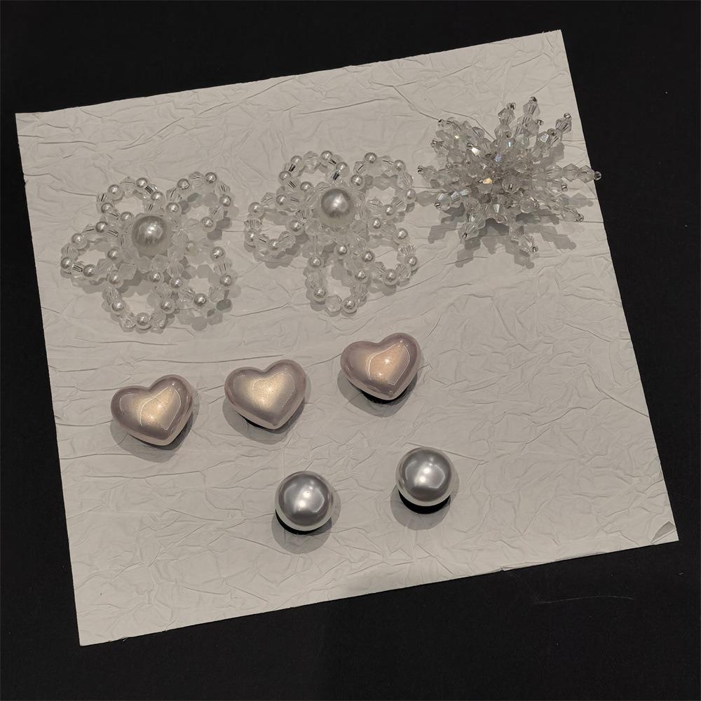 1Set New Pearl Bow Buckle Crystal Mary Jane Ballet Shoe Charms with Flower Beads Shoe Decoration Accessories